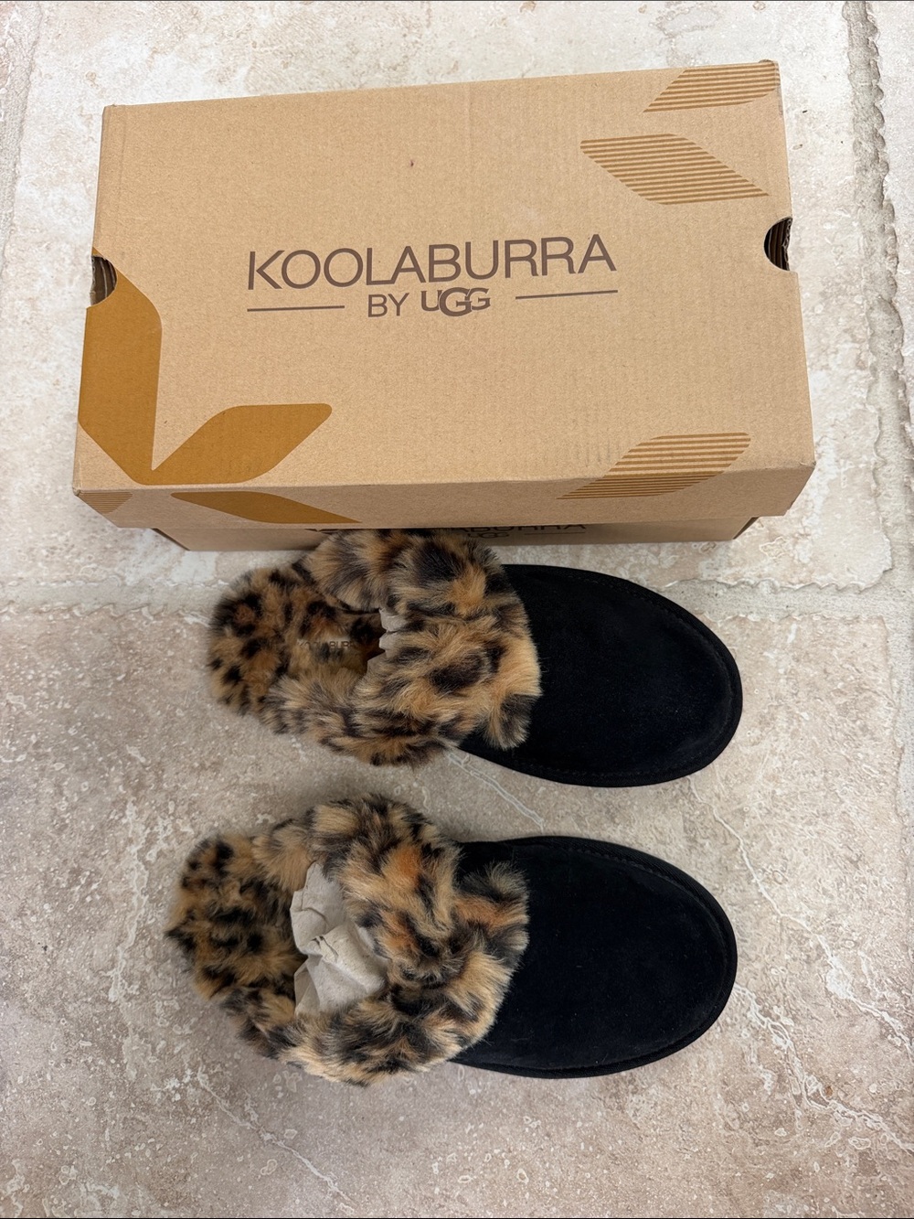 NEW IN BOX Koolaburra W Milo Cheetah Slip-On Mule - Brown/Black SIZE 7